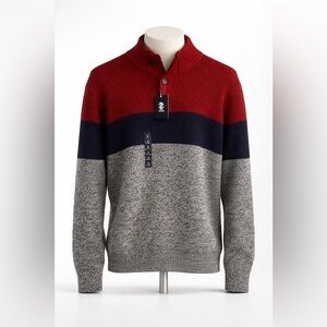 IZOD Pullover Colorblock Men’s Sweater, Longsleeve, Crewneck button-up, NWT